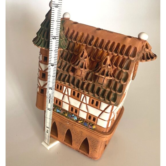 vtg clay terracotta candle tea light incense burner 6" handarbeit handmade cotta - Picture 3 of 8